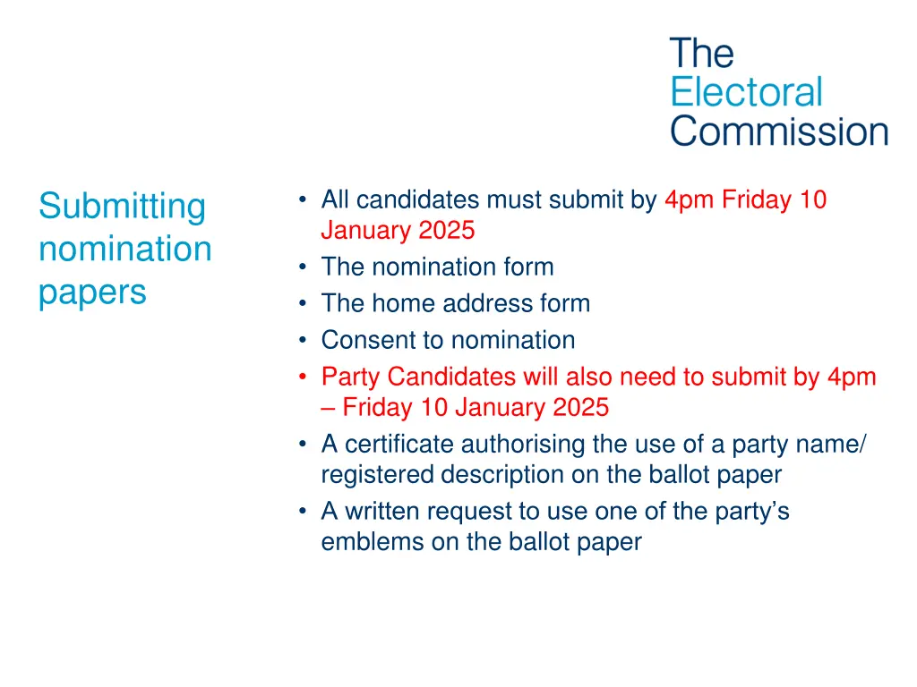 all candidates must submit by 4pm friday