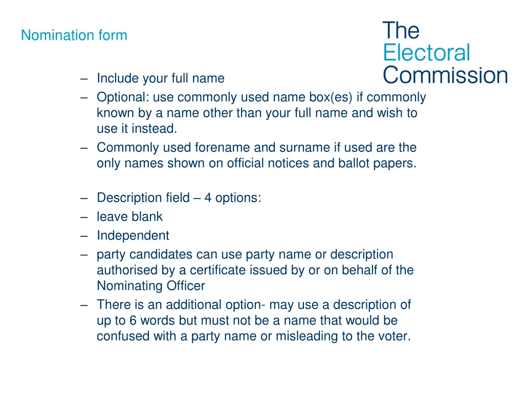 nomination form