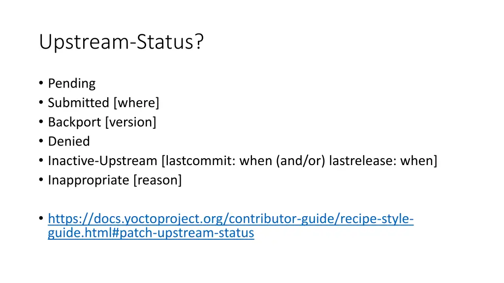 upstream status