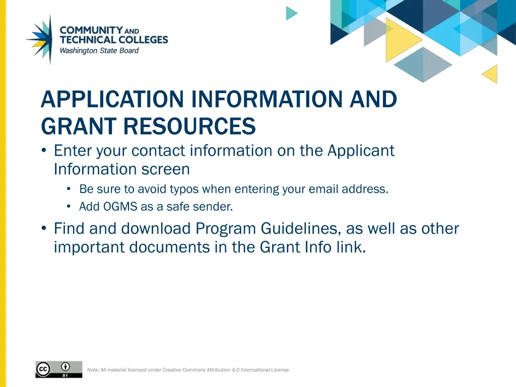 application information and grant resources enter