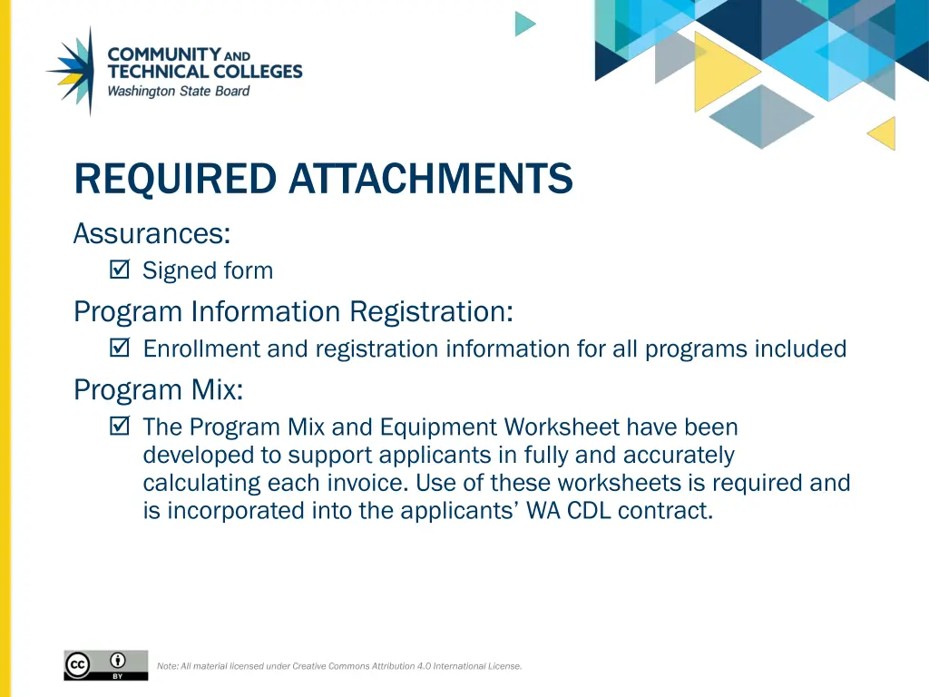 required attachments assurances signed form