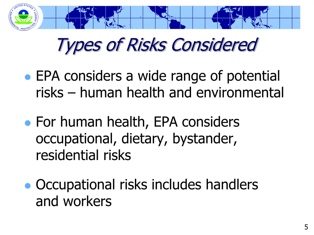 types of risks considered