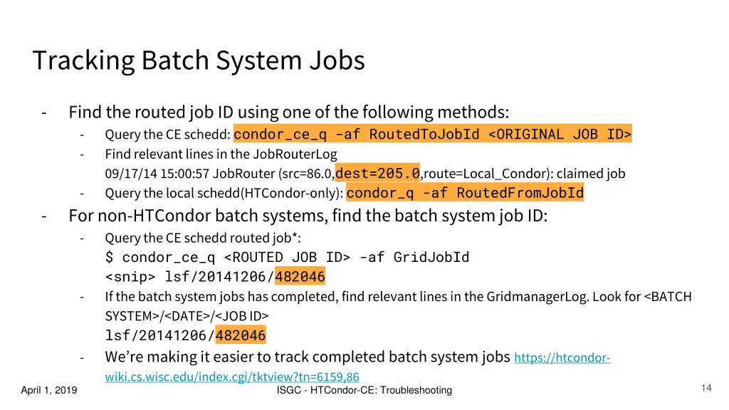 tracking batch system jobs