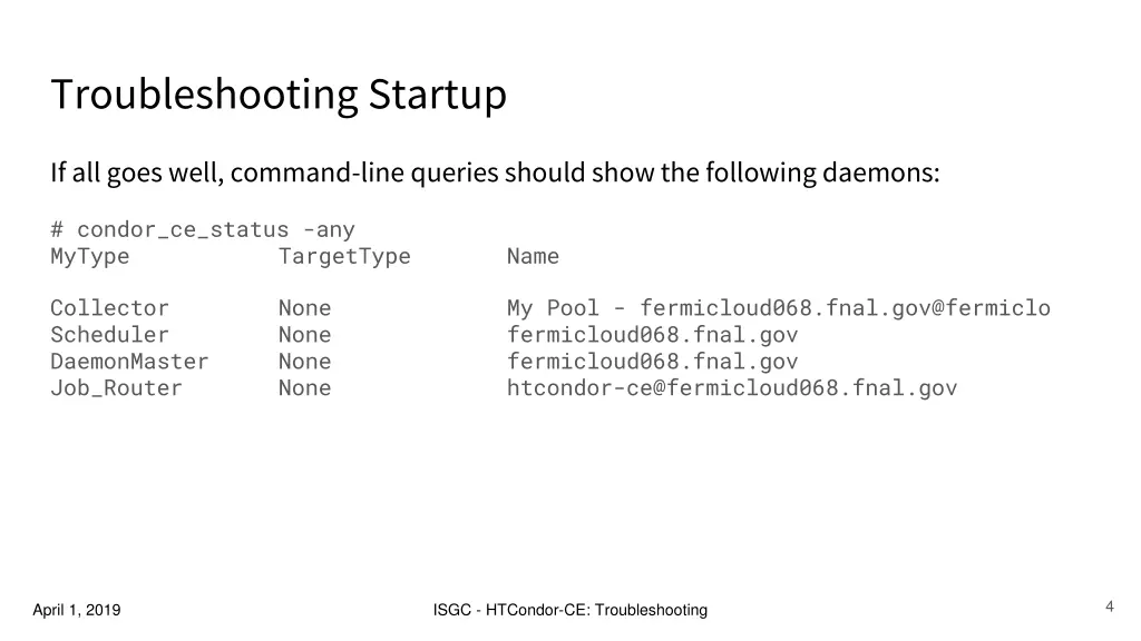 troubleshooting startup