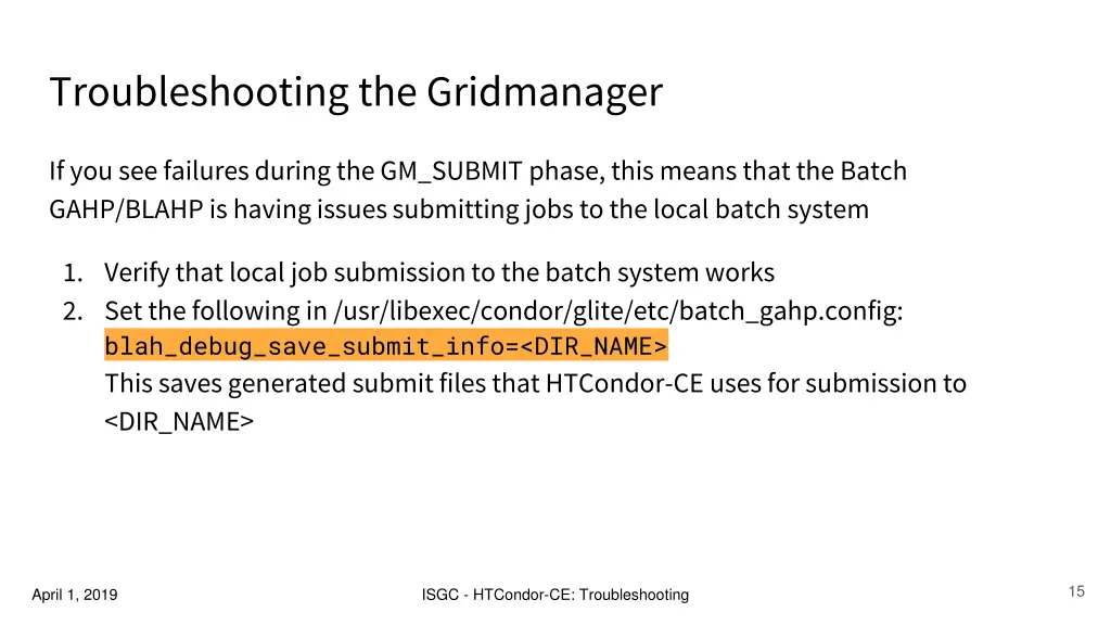 troubleshooting the gridmanager