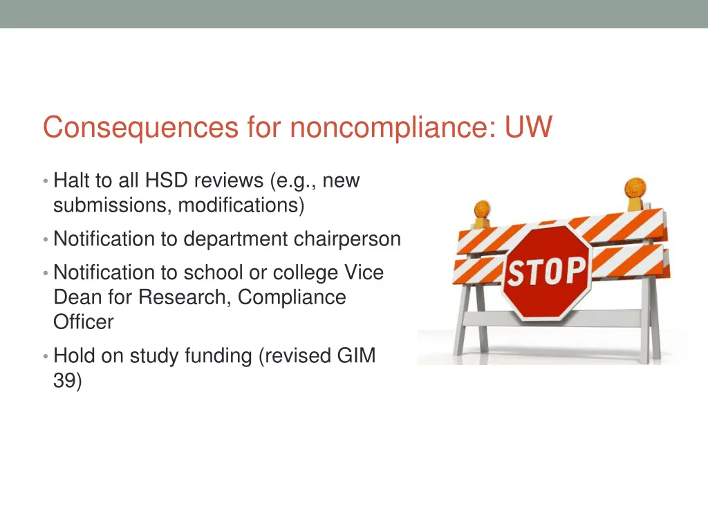 consequences for noncompliance uw