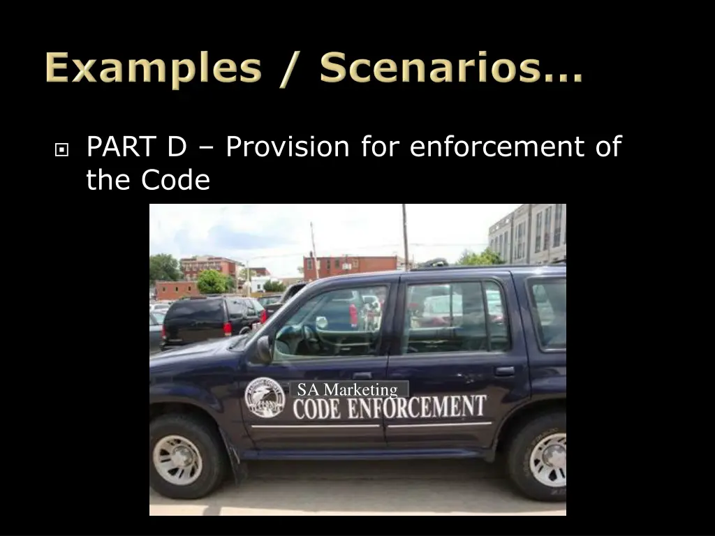 part d provision for enforcement of the code