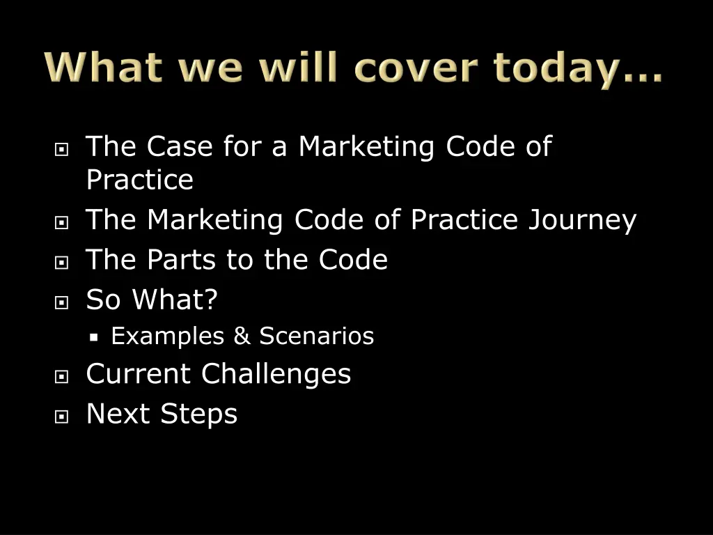 the case for a marketing code of practice
