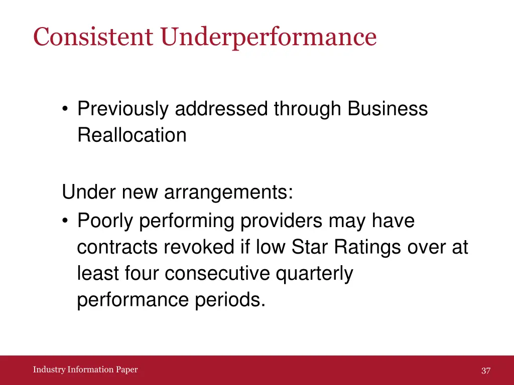 consistent underperformance