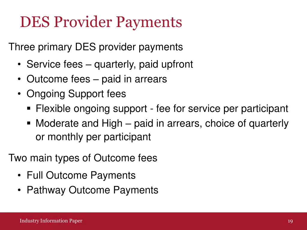 des provider payments