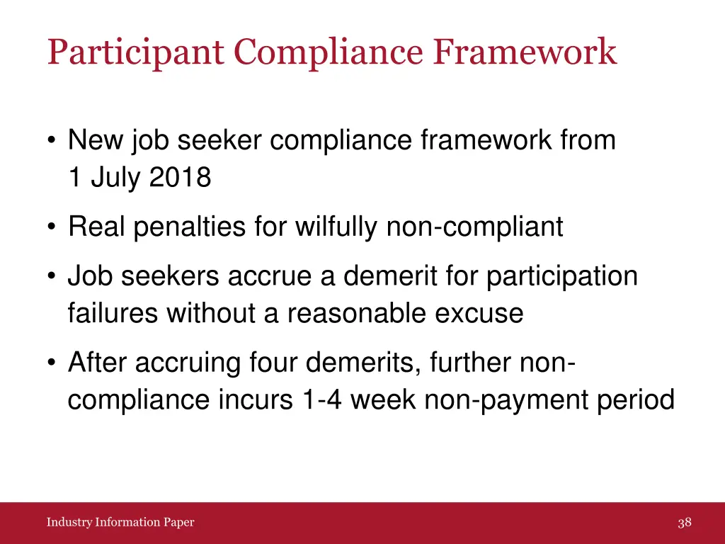 participant compliance framework