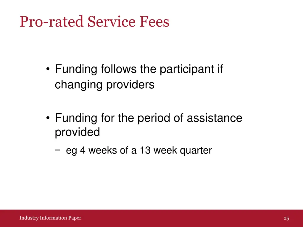 pro rated service fees