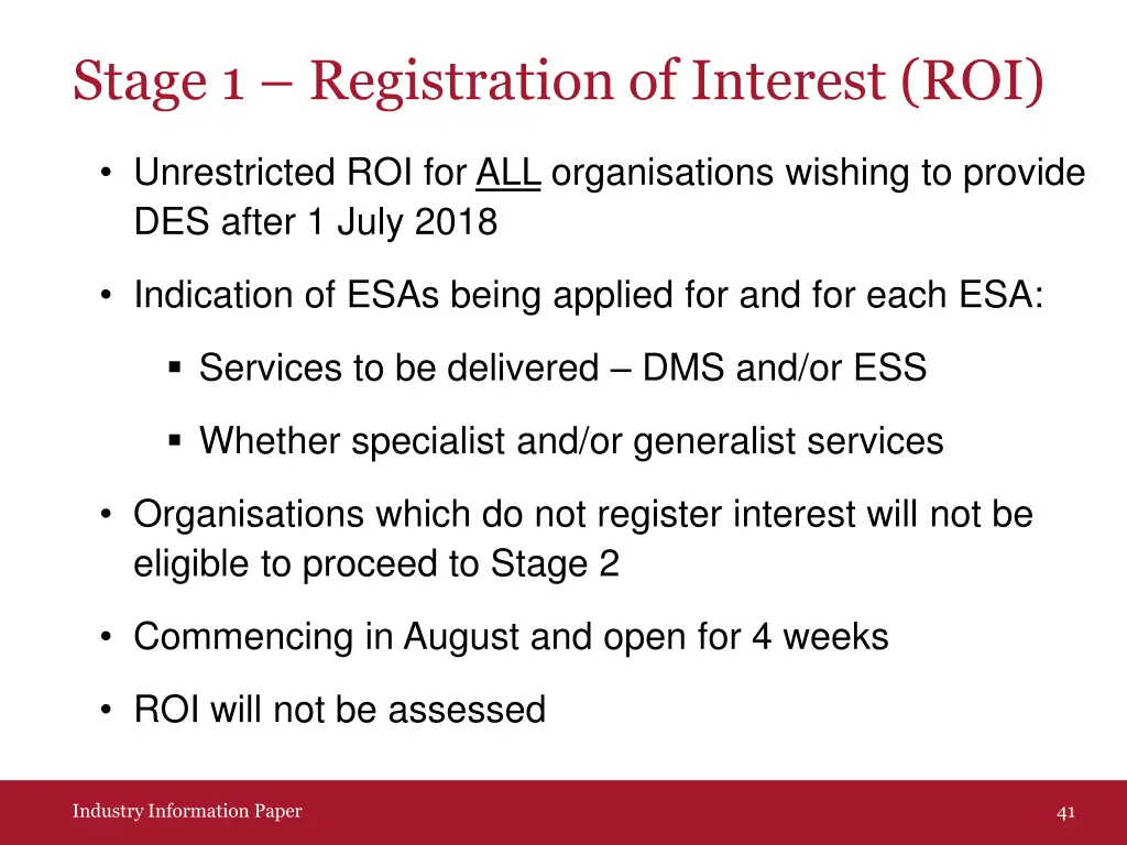 stage 1 registration of interest roi