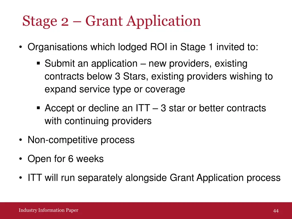 stage 2 grant application