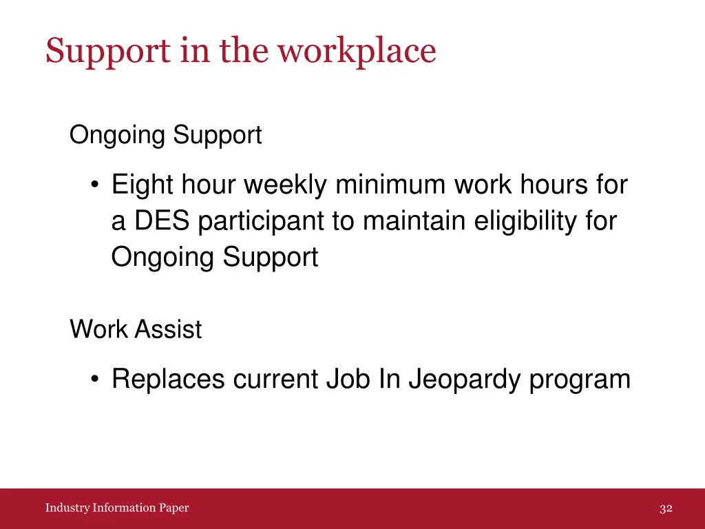support in the workplace