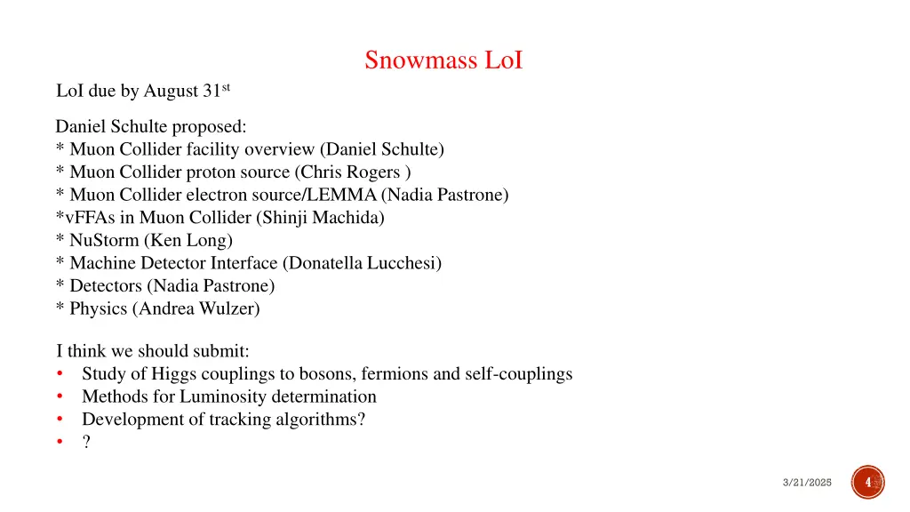 snowmass loi