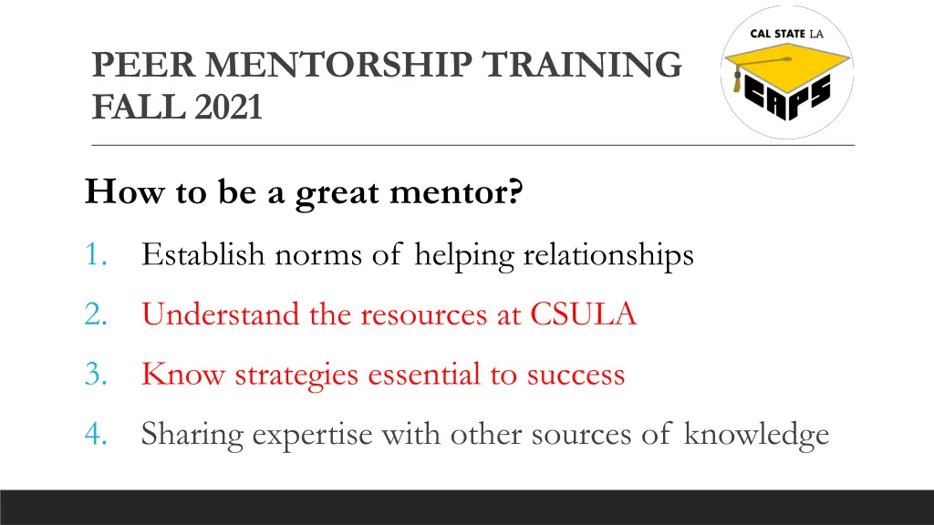 peer mentorship training fall 2021 2