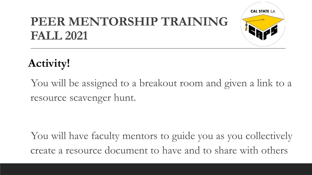 peer mentorship training fall 2021 3