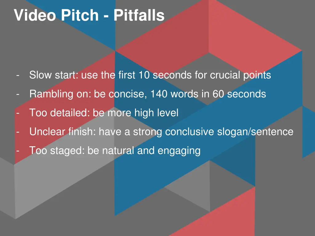 video pitch pitfalls