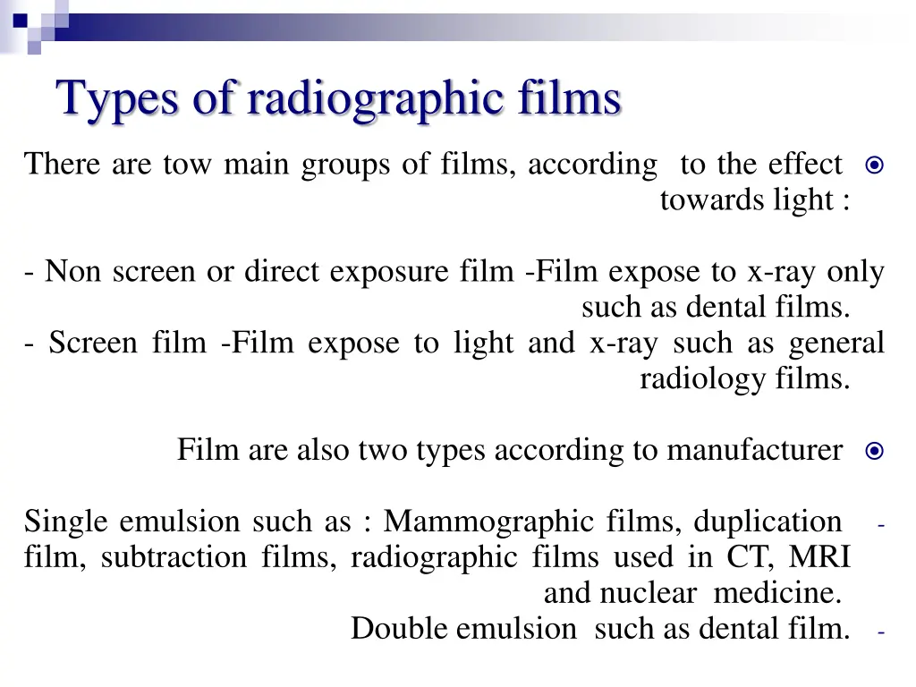 types of radiographic films