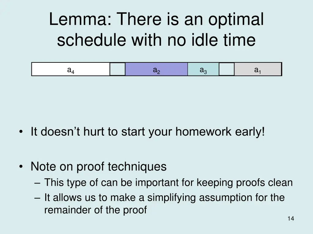 lemma there is an optimal schedule with no idle