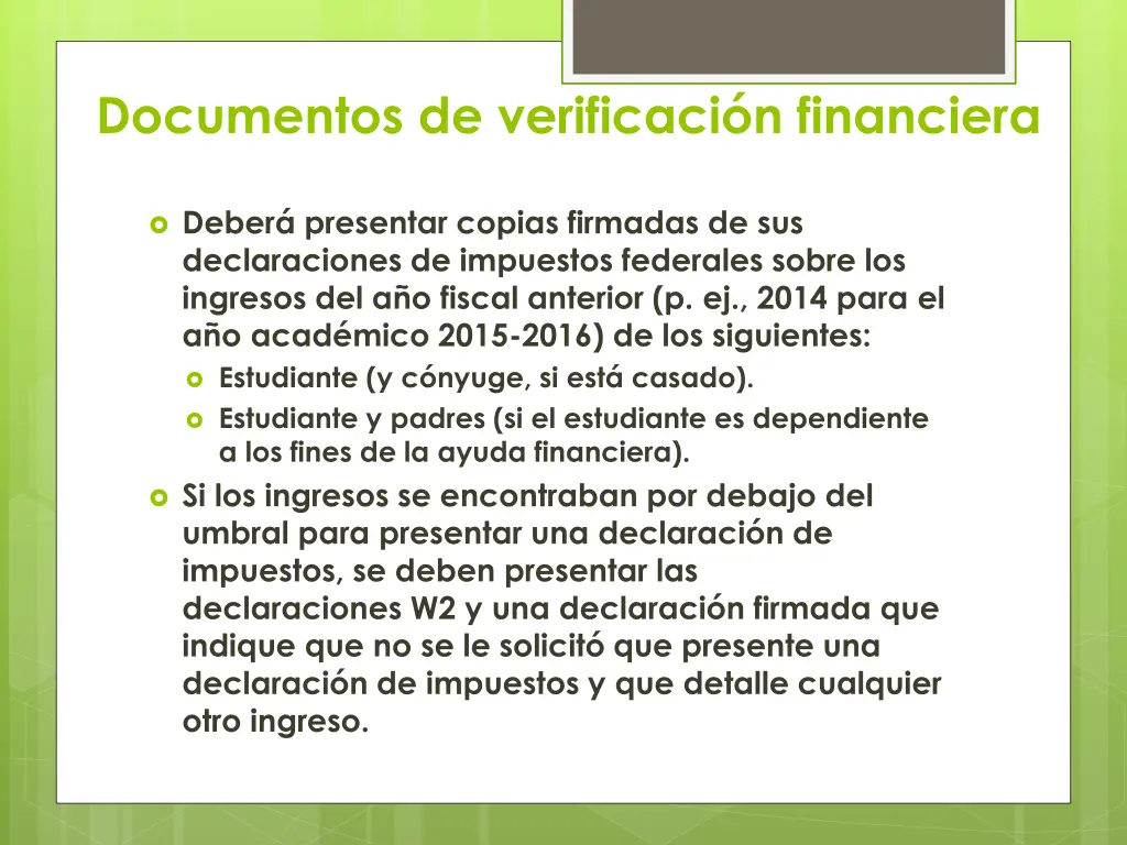documentos de verificaci n financiera