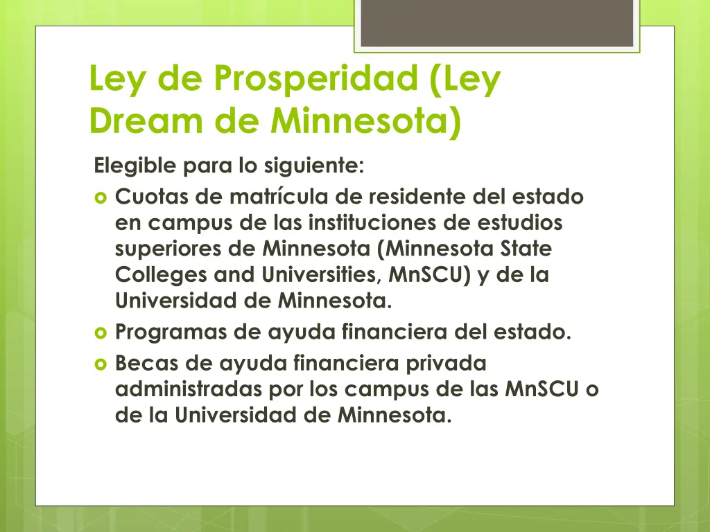 ley de prosperidad ley dream de minnesota 1