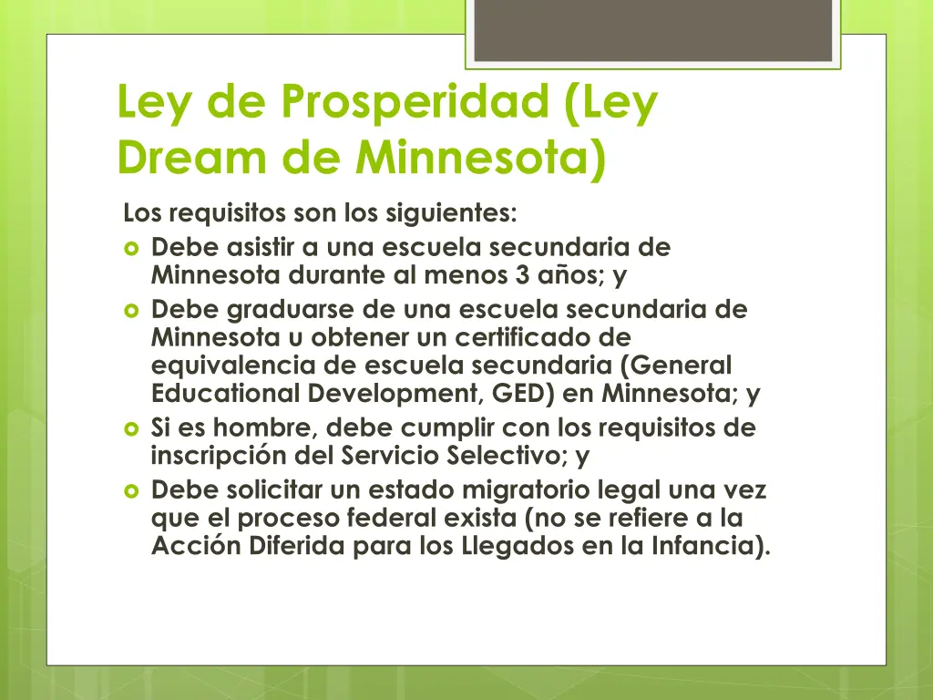 ley de prosperidad ley dream de minnesota 2