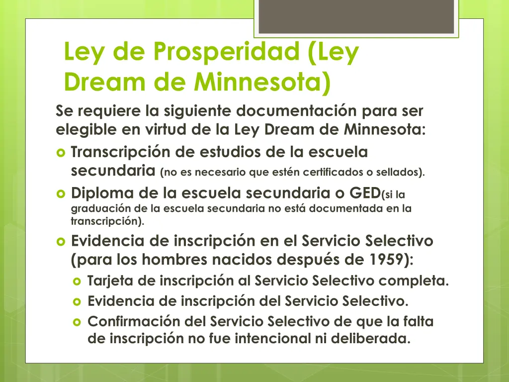 ley de prosperidad ley dream de minnesota 5