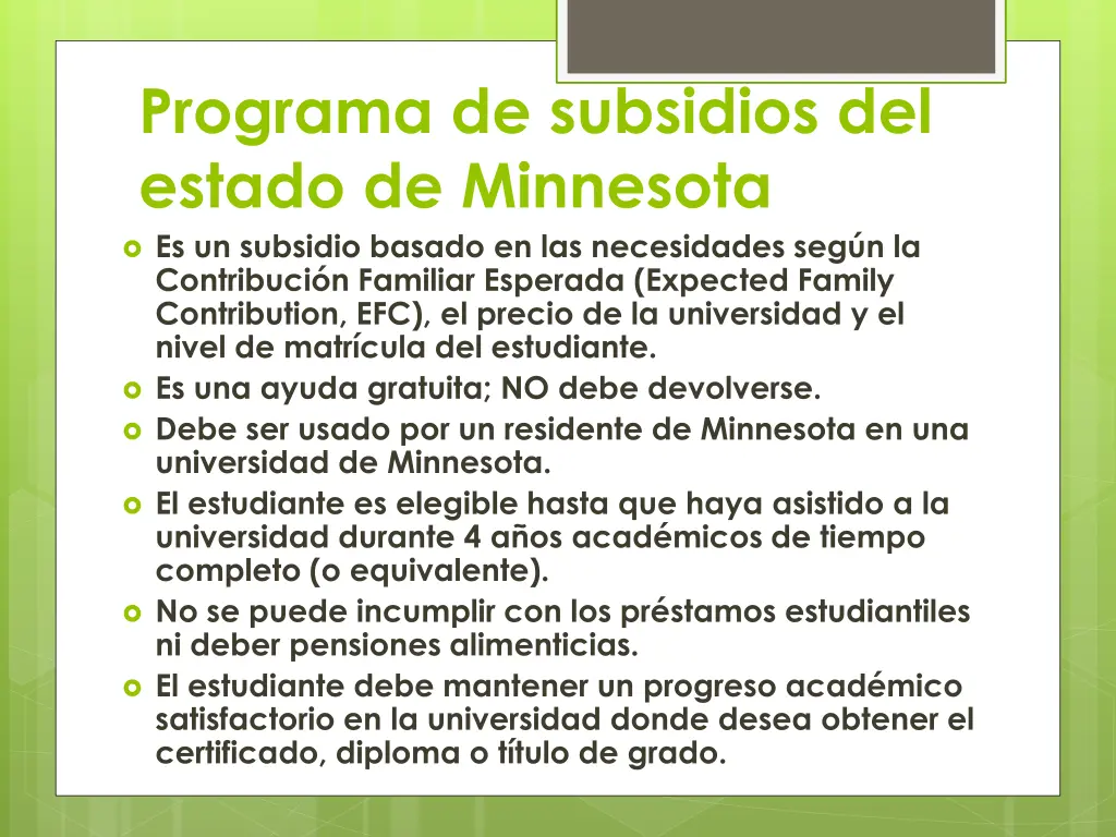 programa de subsidios del estado de minnesota