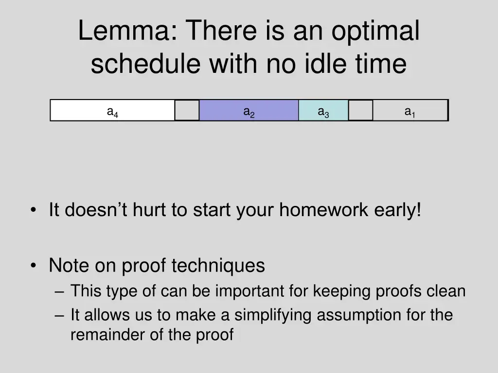 lemma there is an optimal schedule with no idle