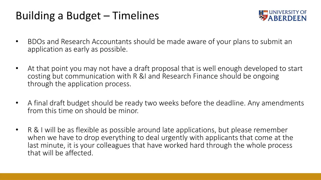building a budget timelines