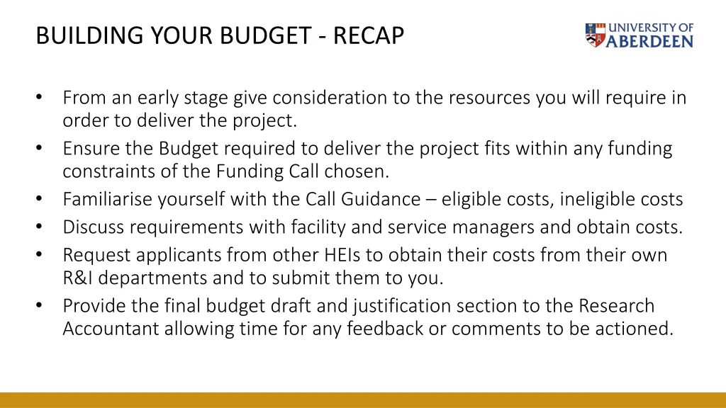 building your budget recap