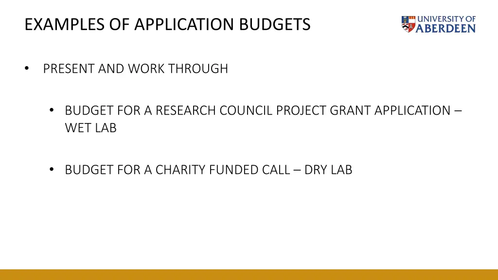 examples of application budgets