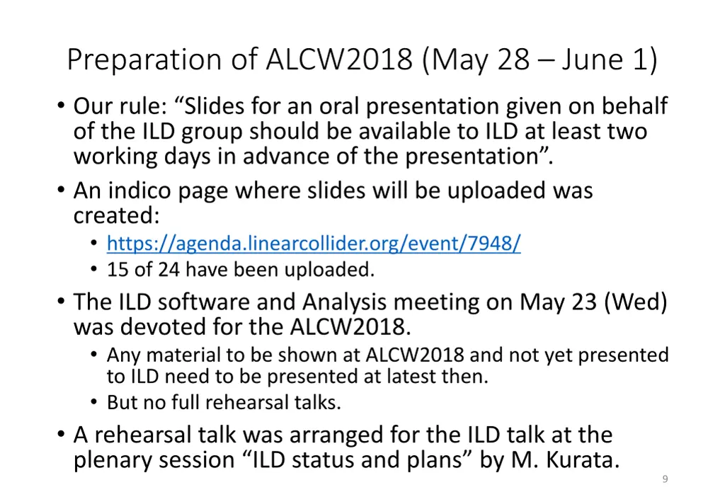 preparation of alcw2018 may 28 june 1 our rule