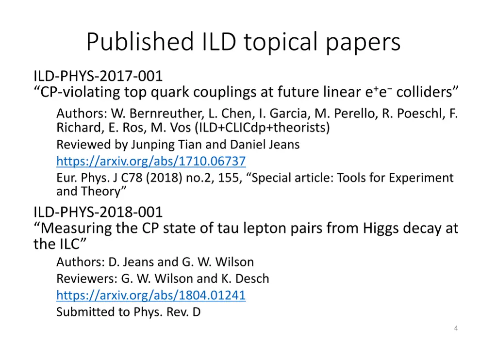 published ild topical papers