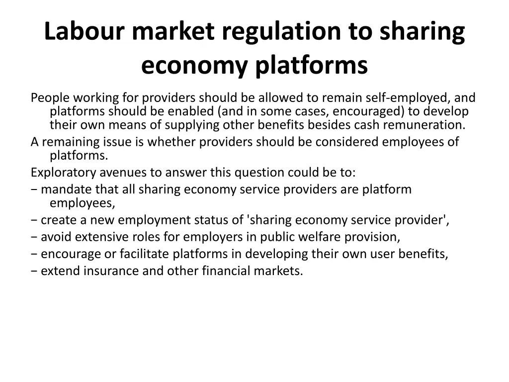 labour market regulation to sharing economy