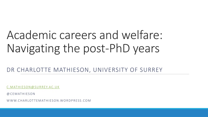 academic careers and welfare navigating the post