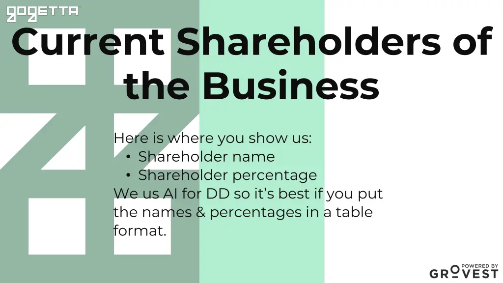 current shareholders of the business