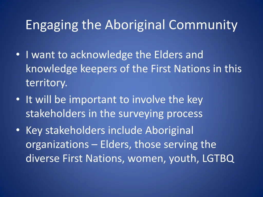 engaging the aboriginal community
