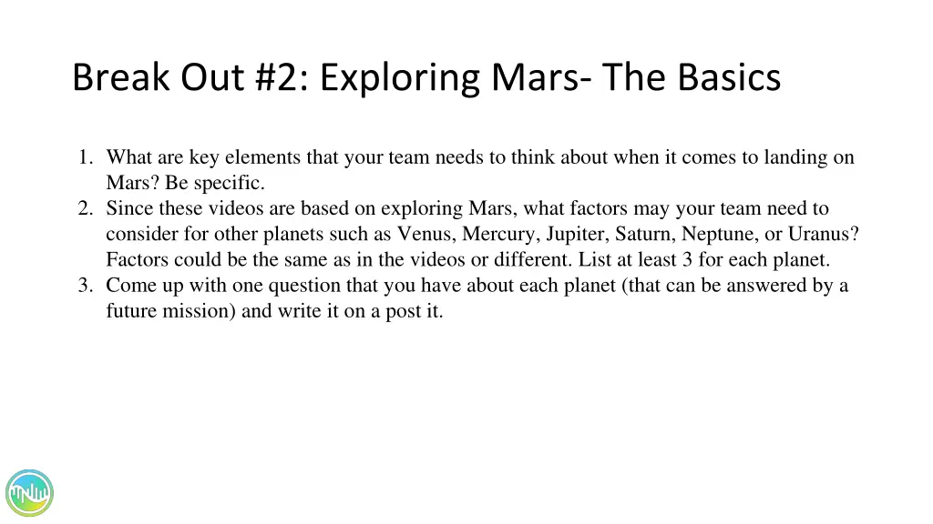 break out 2 exploring mars the basics