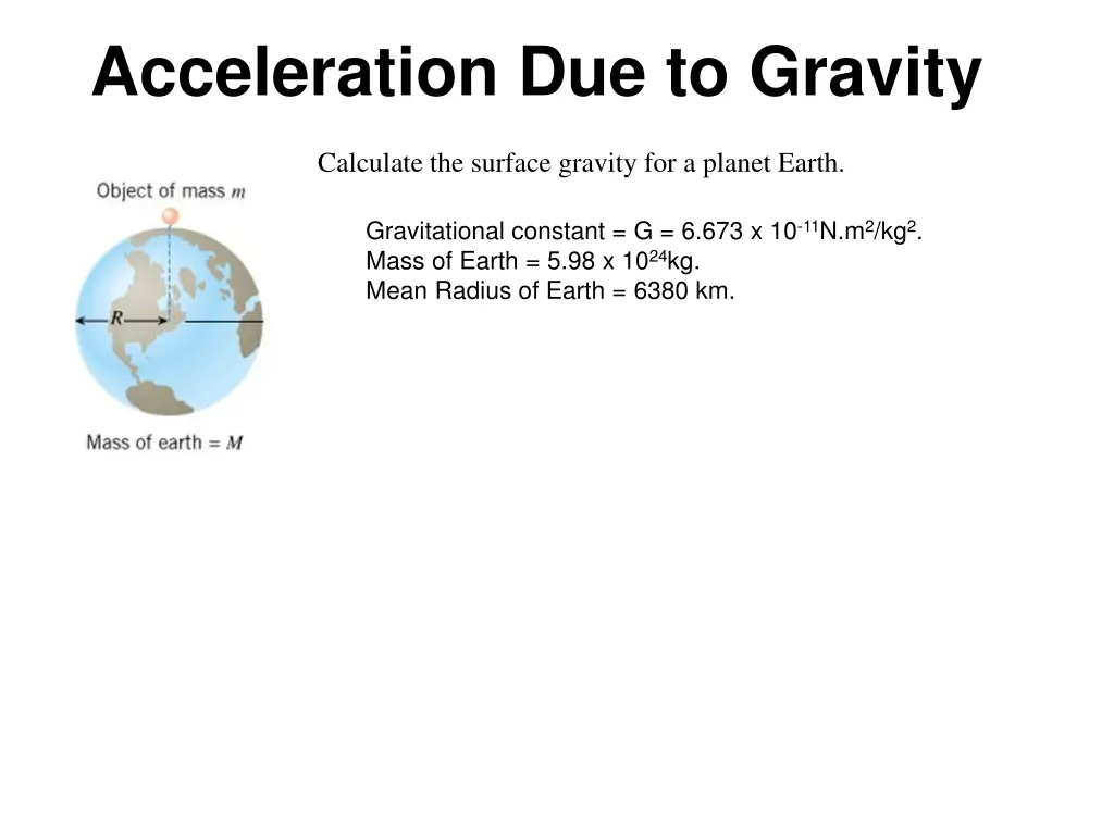 acceleration due to gravity