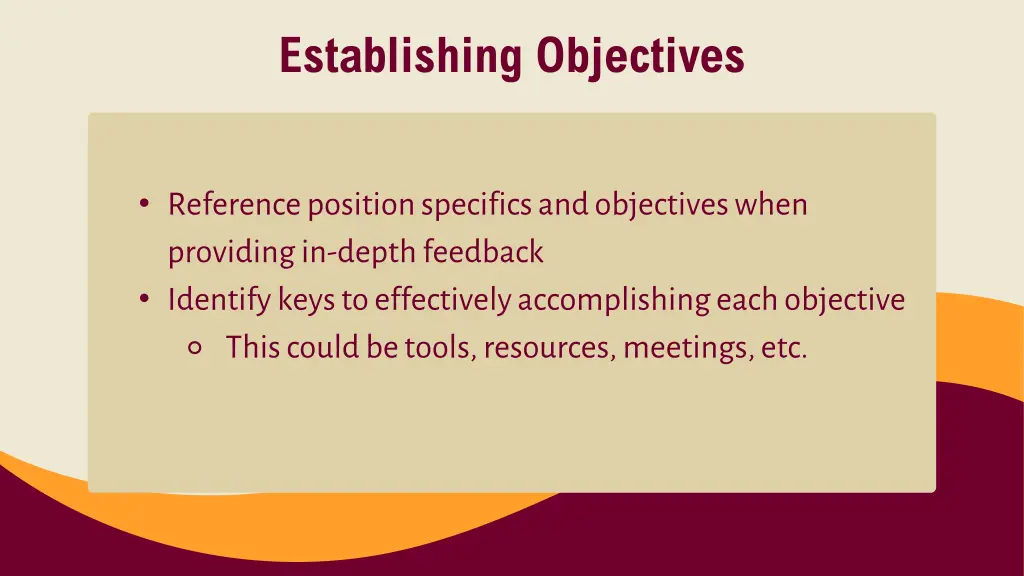 establishing objectives