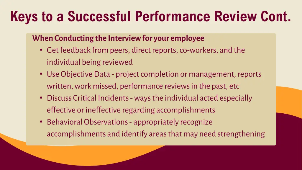 keys to a successful performance review cont