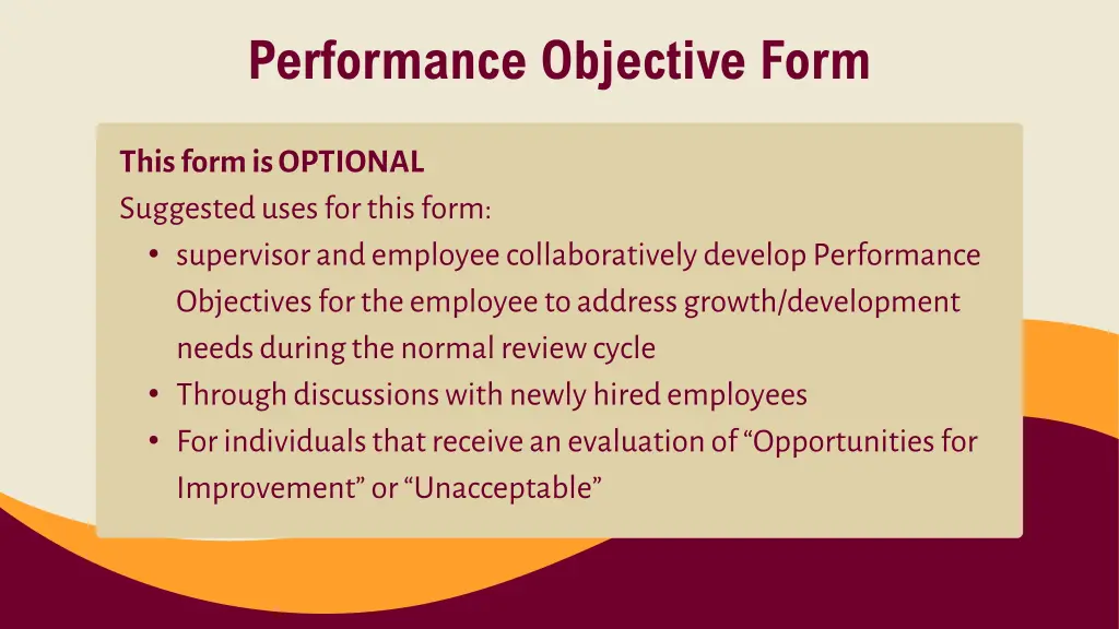 performance objective form