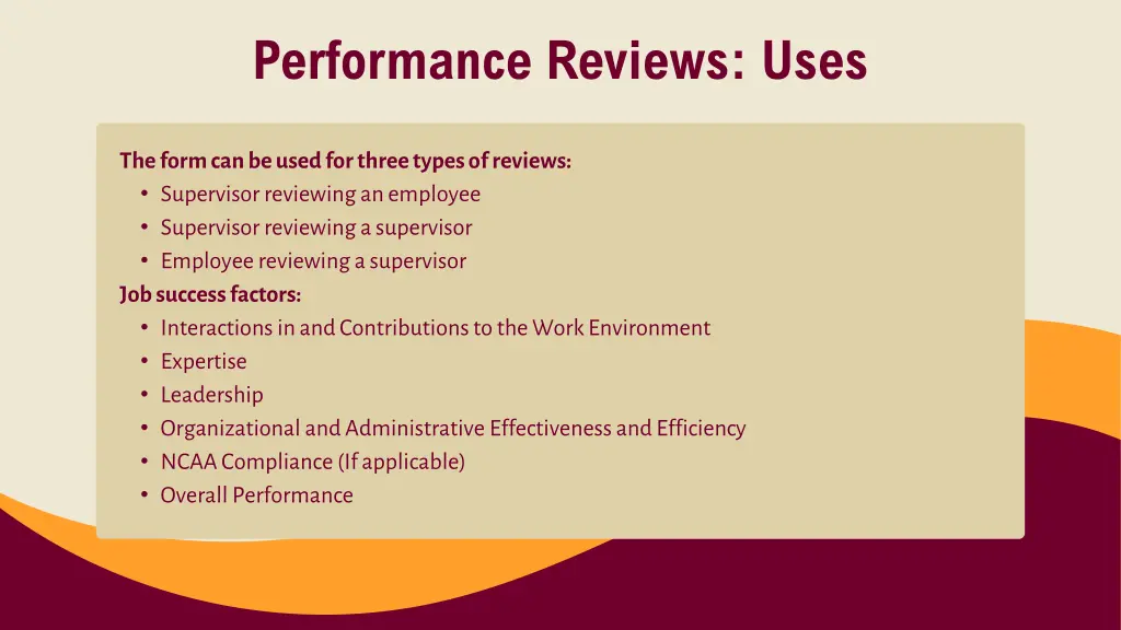 performance reviews uses