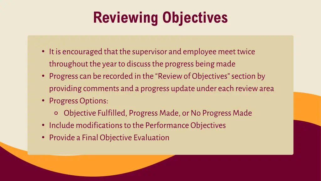 reviewing objectives
