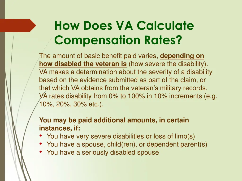 how does va calculate compensation rates