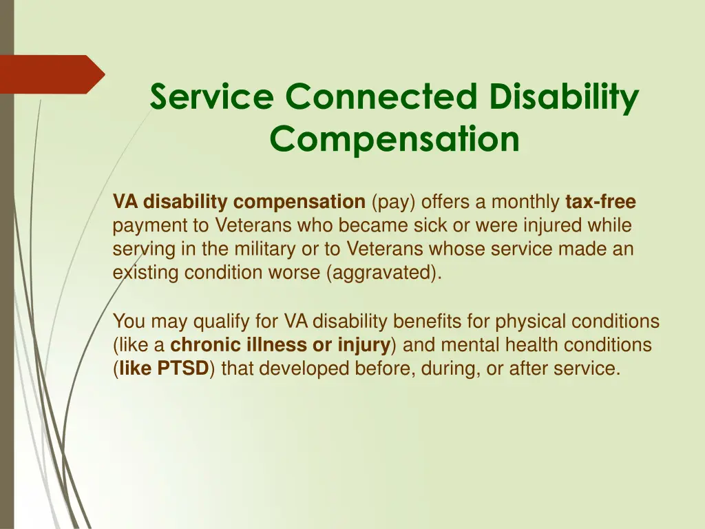 service connected disability compensation