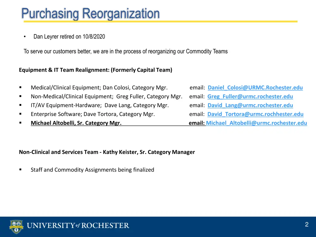 purchasing reorganization